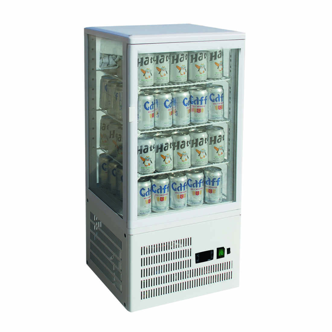2NDS: Four-Sided Countertop Beverage Display Fridge White TCBD78W-VIC246