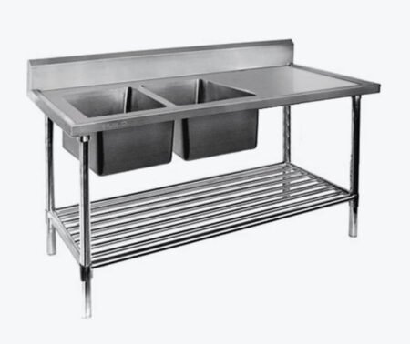 Double Left Sink Bench with Pot Undershelf DSB7-2100L/A