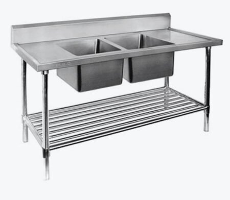Double Centre Sink Bench with Pot Undershelf DSB7-1800C/A