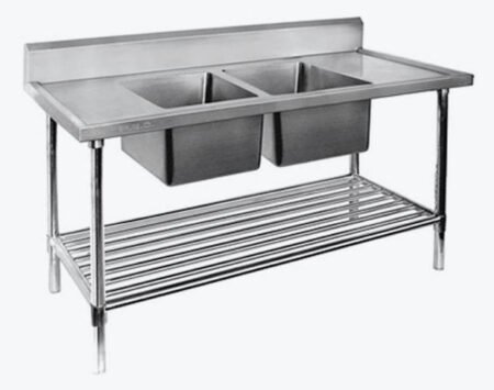 Double Centre Sink Bench with Pot Undershelf DSB6-1800C/A