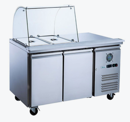 FED-X XTHP2100SALGC 2 Door Salad Prep Fridge Curve Glass