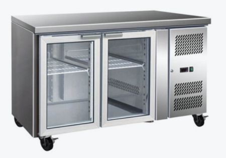 GN2100TNG 2 Glass Door Gastronorm Bench Fridge