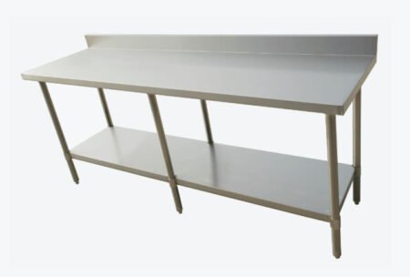 2400-6-WBB Economic 304 Grade Stainless Steel Table with splashback 2400x600x900 – 6 legs