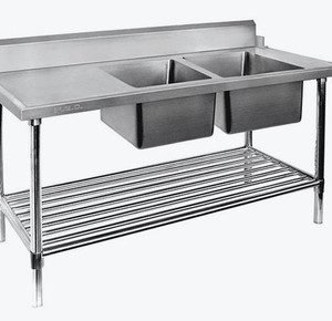 DSBD7-2400R/A Right Inlet Double Sink Dishwasher Bench