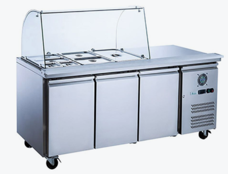 FED-X XTHP3100SALGC 3 Door Salad Prep Fridge Curve Glass
