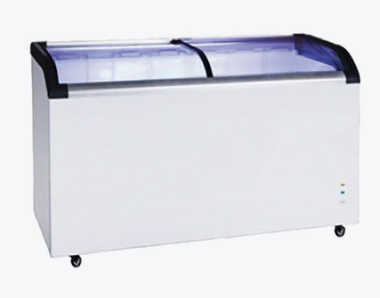 Two glass sliding lids chest freezer with castors – ST445