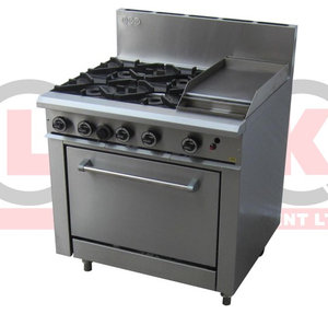 LKK LKKOB6C+O 4 Open Burner Cooktop & 300mm RHS Griddle Static Oven