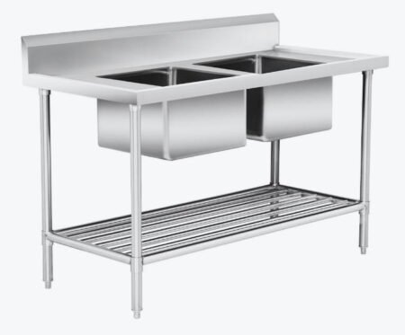 DSB7-1500C-A Double Sink Bench with Undershelf for Kitchens