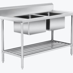 DSB7-1500C-A Double Sink Bench with Undershelf for Kitchens