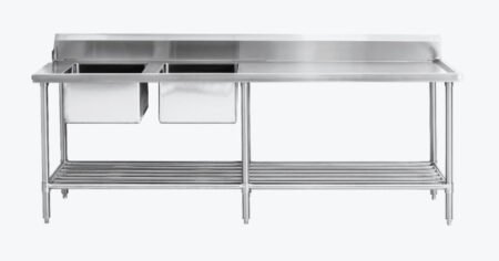 DSBD7-2400L/A Left Inlet Double Sink Dishwasher Bench