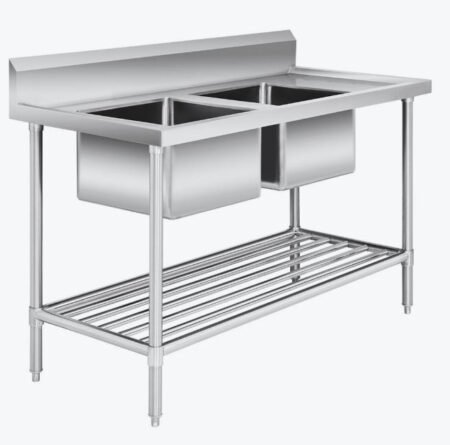Double Left Sink Bench with Pot Undershelf DSB7-1500L/A