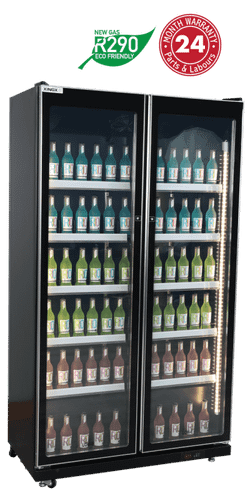 Exquisite DC700 Two Glass Door Upright Display Fridge Black