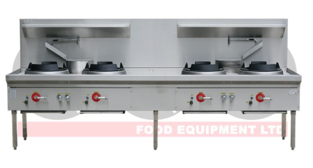 LKK-4BC 4 Burner Waterless Gas Wok Table – Chimney Burner LKK
