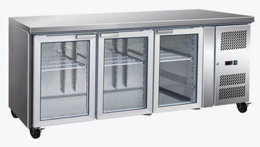 Gn3100tng 3 Glass Door Gastronorm Bench Fridge