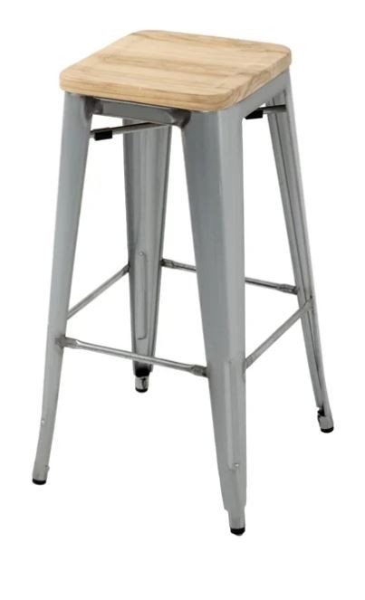 Bolero GM638 High Metal Bar Stools with Wooden Seat Pad