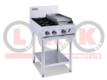LKK LKKOB4C 2 Gas Open Burner Cooktop & 300mm RHS Griddle with Legs