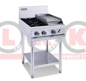 LKK LKKOB4C 2 Gas Open Burner Cooktop & 300mm RHS Griddle with Legs