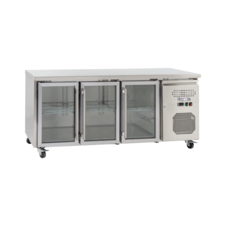 Exquisite SSC400G Three Glass Doors Underbench Storage Refrigerator Slimline
