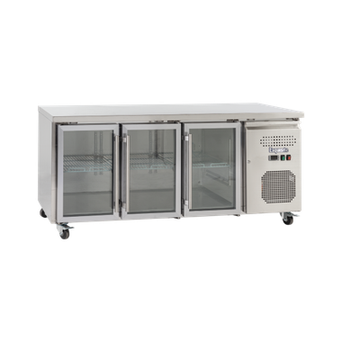 Exquisite SSC400G Three Glass Doors Underbench Storage Refrigerator Slimline