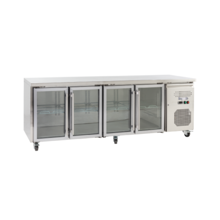 Exquisite SSC550G Four Glass Doors Underbench Storage Refrigerator Slimline