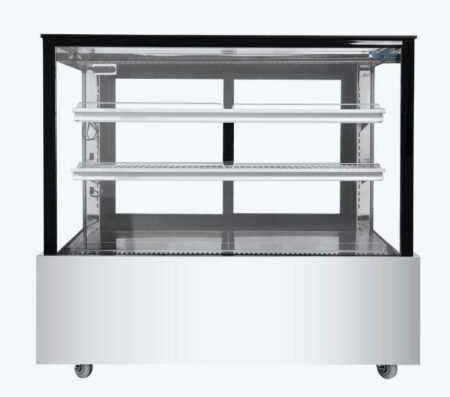 Buy Black Trim Square Glass Cake Display Fridge – 2 Shelves | SSU120-2XB