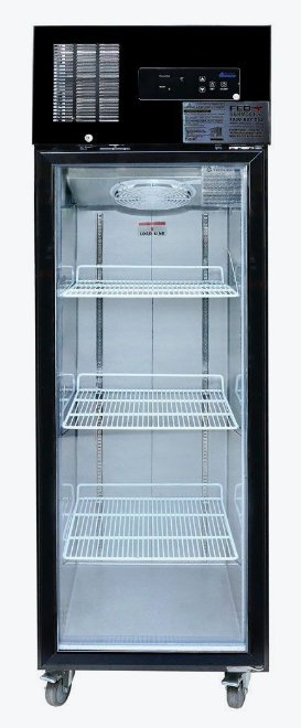 Single glass door upright freezer black stainless steel – SUFG500B
