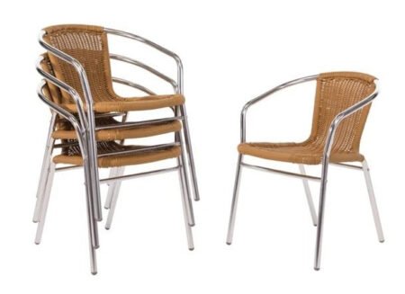 Bolero U422 Aluminium & Natural Wicker Chair (Pack of 4)