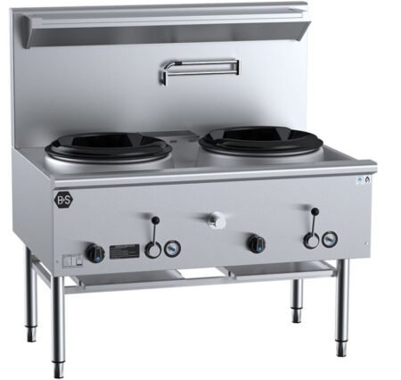 B+S UFWWD-2 Gas Two Hole Deluxe Waterless Wok Table