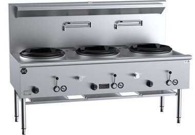 B+S UFWWD-3 Gas Three Hole Deluxe Waterless Wok Table