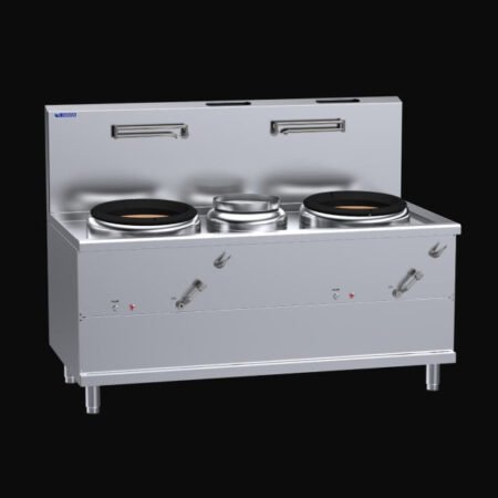 LUUS WV-1A1P1A Fo San Wok – 2 Air-Blast Burners & 1 Centre Pot