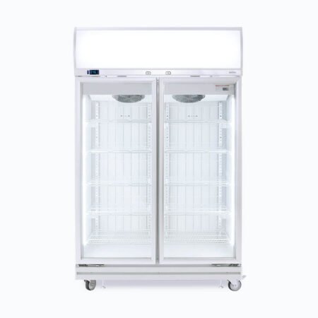 Bromic UF1000LF LED Flat Glass 2 Door Upright Display Freezer 976L