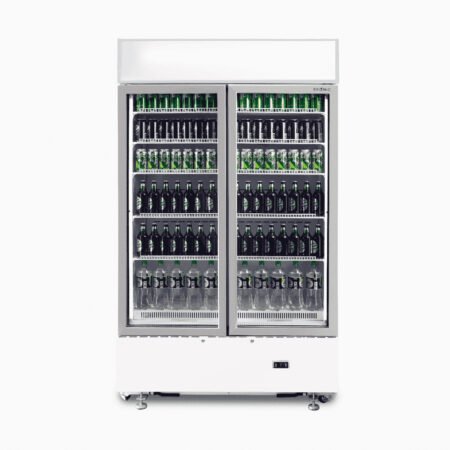 Bromic GM1000LCASW Cassette Flat Glass 2 Door LED Upright Display Chiller White 960L