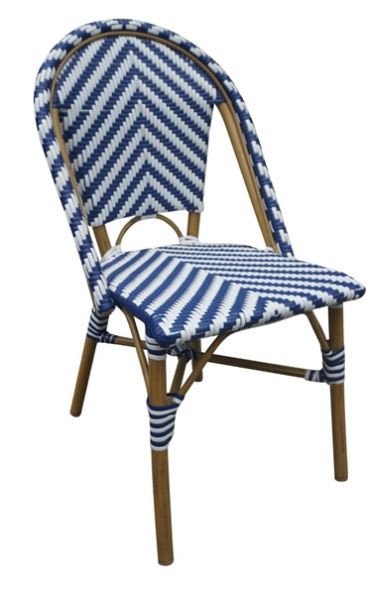 Bolero CH110 Parisian Style Rattan Side Chair Blue Pack 2