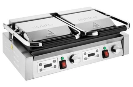 Apuro CU613-A Double Contact Half Ribbed Contact Grill