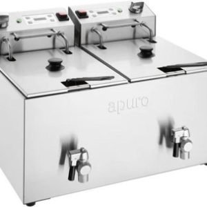 Apuro CU621-A Double Electric Fryer with Timer – 2x8Ltr – 2×2.9kW