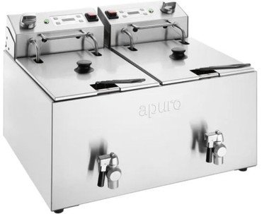 Apuro CU621-A Double Electric Fryer with Timer – 2x8Ltr – 2×2.9kW