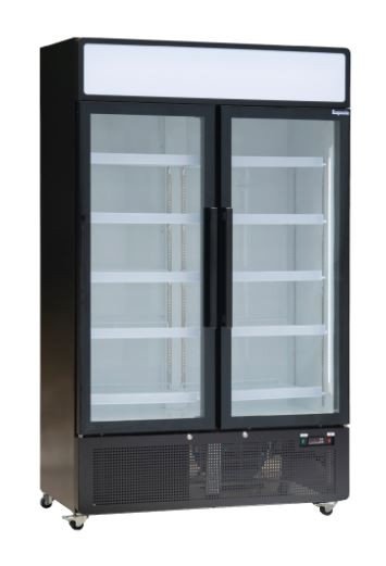 Exquisite DC880PB Black Two Door Display Refrigerator 850L