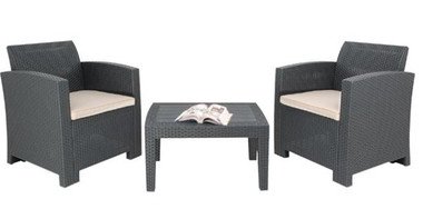Bolero DR309 PP Armchair and Table Wicker Set Grey