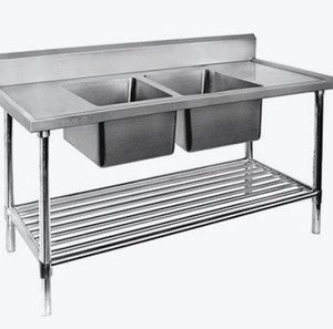 Modular System Double Centre Sink Bench with Pot Undershelf – DSB6-1500C/A