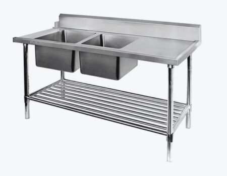 Left Inlet Double Sink Dishwasher Bench – DSBD7-1500L/A