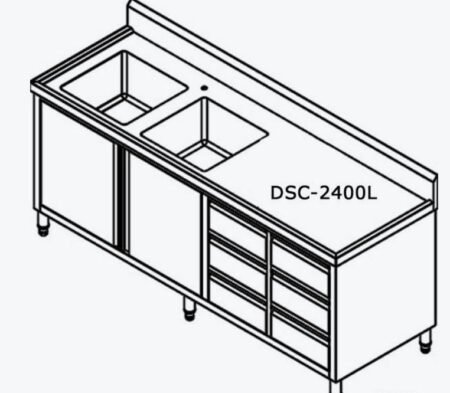 DSC-2400L-H Kitchen Tidy Cabinet with Double Left Sinks