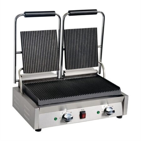 Apuro DY994-A Bistro Double Ribbed Contact Grill
