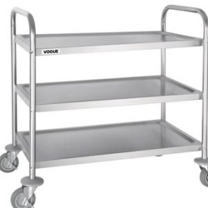 Vogue F994 Stainless Steel 3 Tier Clearing Trolley Medium
