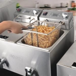 Apuro FC375-A Twin Tank 8L Countertop Fryer with Timers