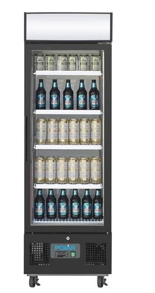 Polar G-Series GH426-A Upright Display Fridge 218Ltr Black