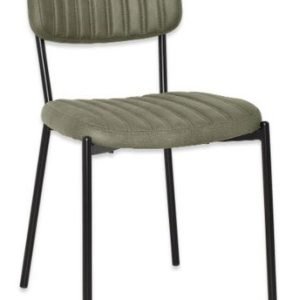 EzFurn KSCKAU2BKPSA Chair Kansas Black & Pelle Sage (Back & Seat)