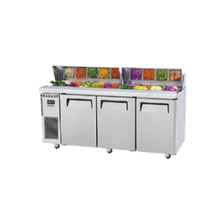 Buy Skipio SHR18-3 Salad Side Prep Table | 3 Door Commercial Sandwich Prep Refrigerator