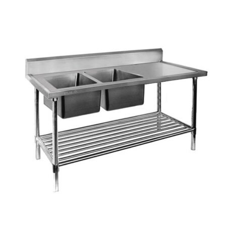 Double Centre Sink Bench With Pot Undershelf DSB7-2400L/A