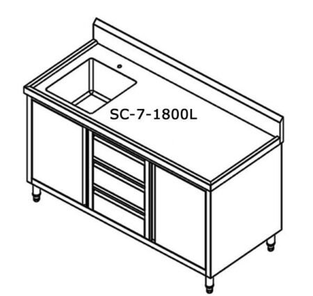 SC-7-1800L-H Kitchen Tidy Cabinet With Left Sink