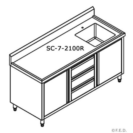 SC-7-2100R-H Kitchen Tidy Cabinet with Right Sink